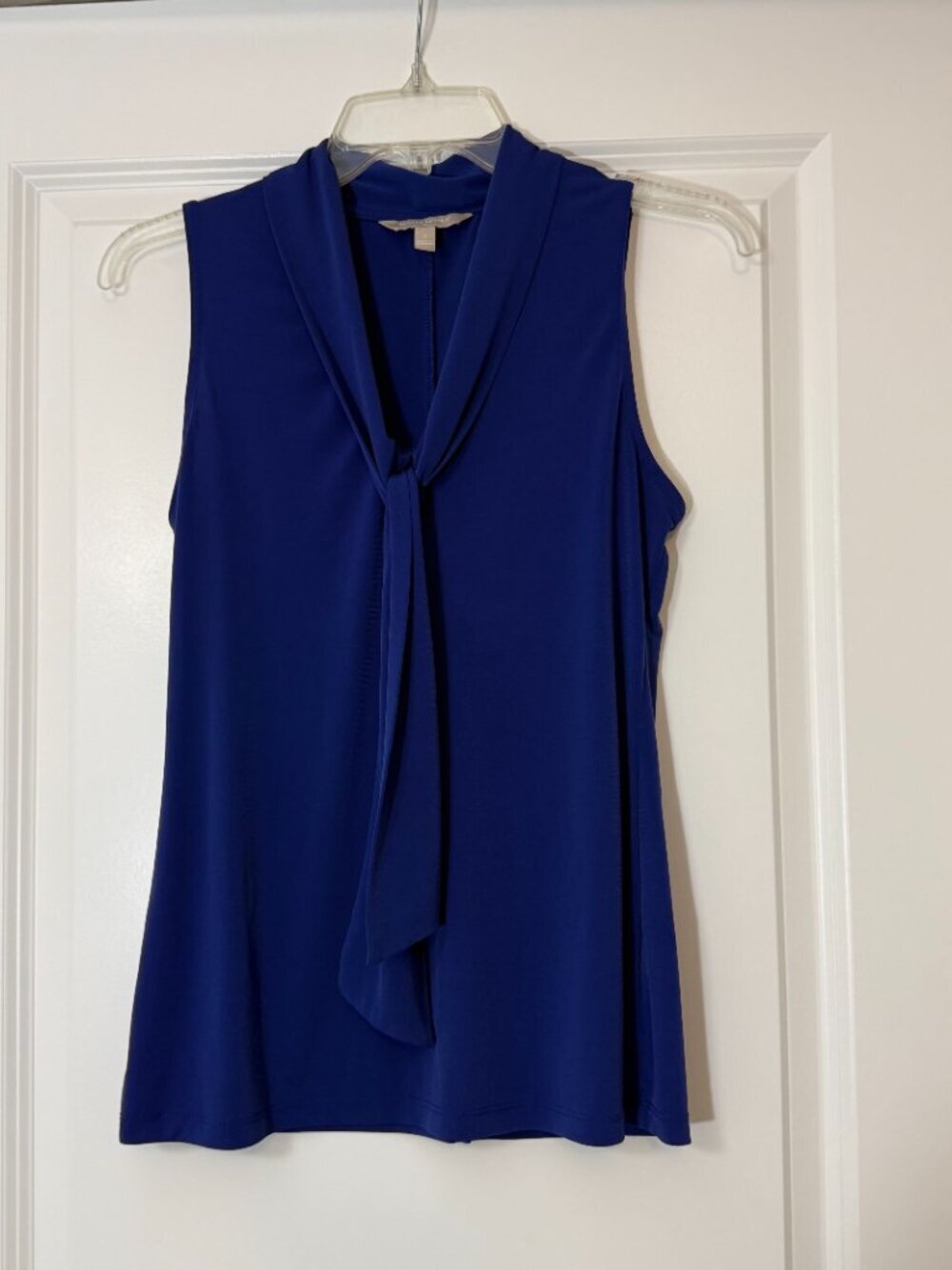 Banana Republic Tie Neck Sleeveless Top - Cobalt Blue Size S - Picture 7 of 8